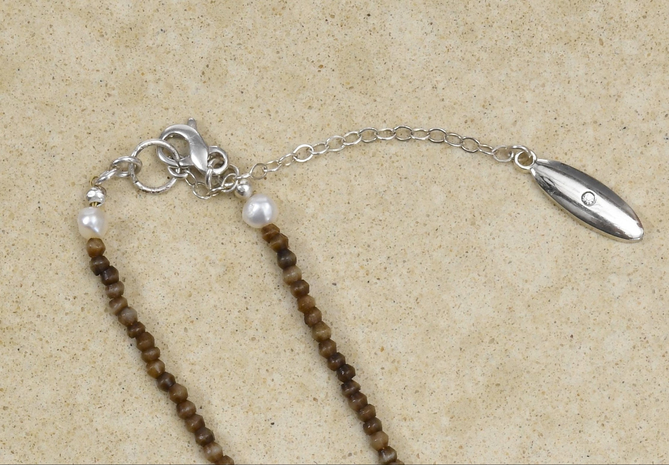 Sunrise on Brown Bone Beads and pearls
