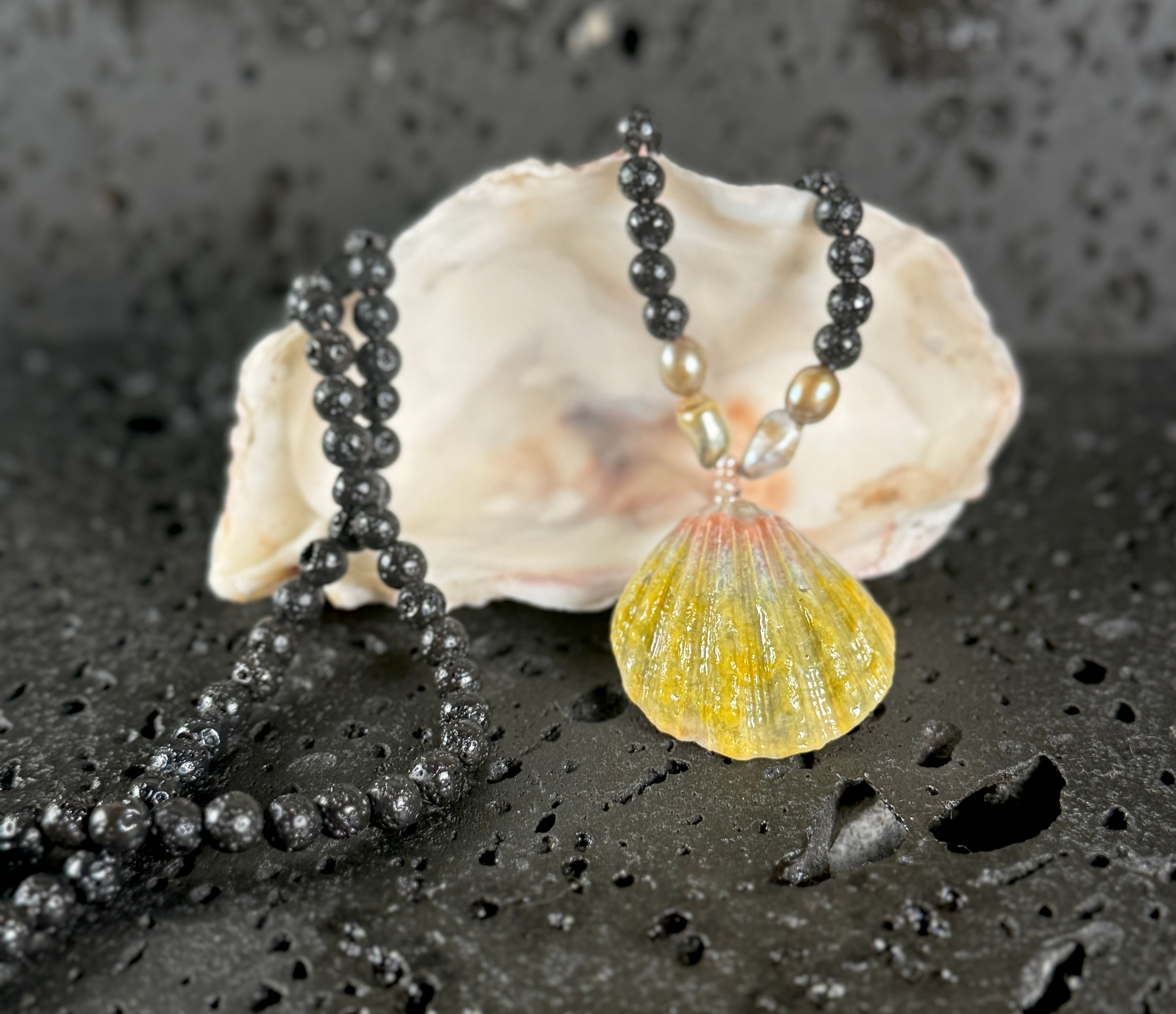 Black Lava and Moonrise Mālā