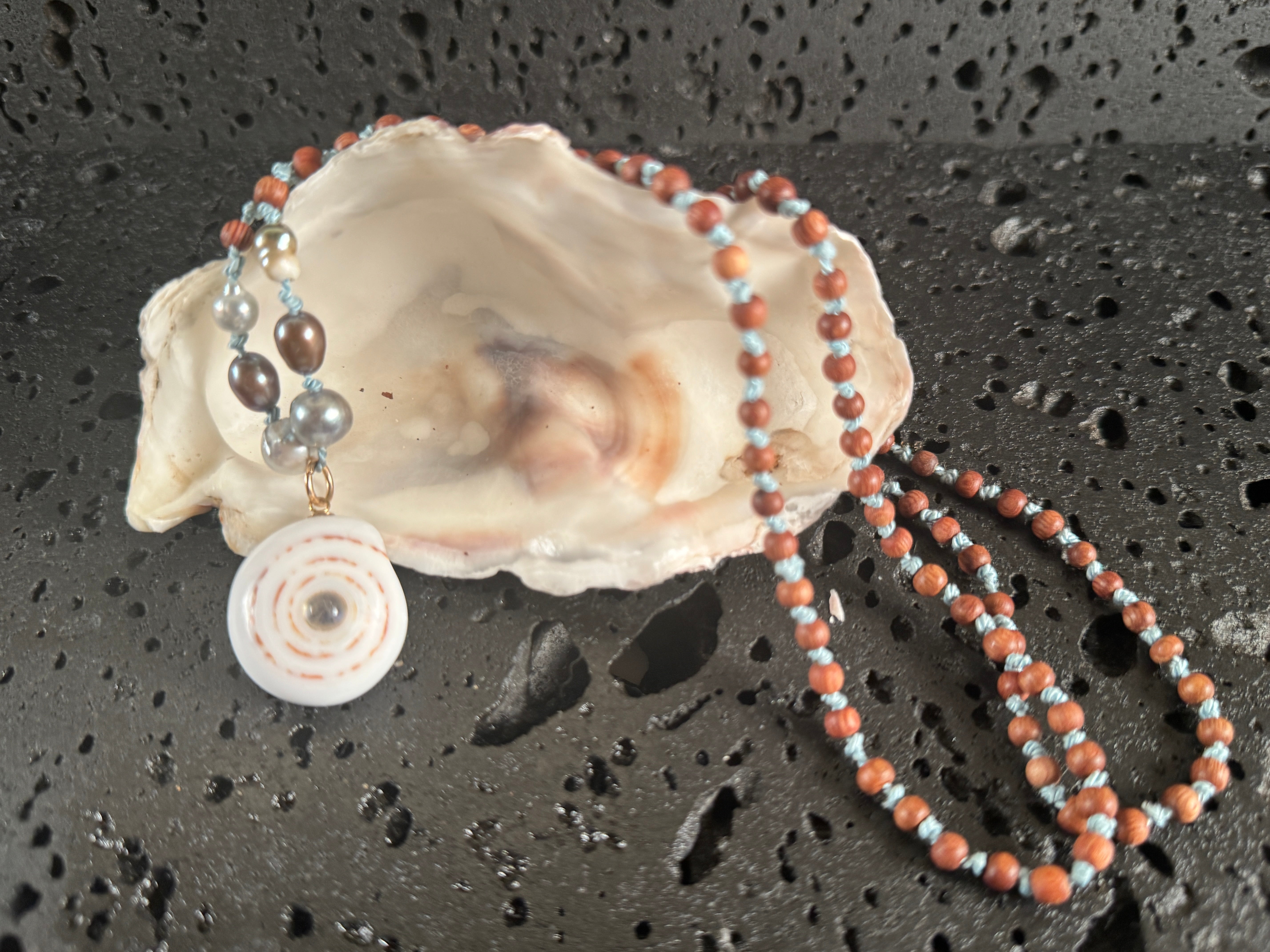True Mālā with Moonstone Pu·ka · /ˈpo͞okə