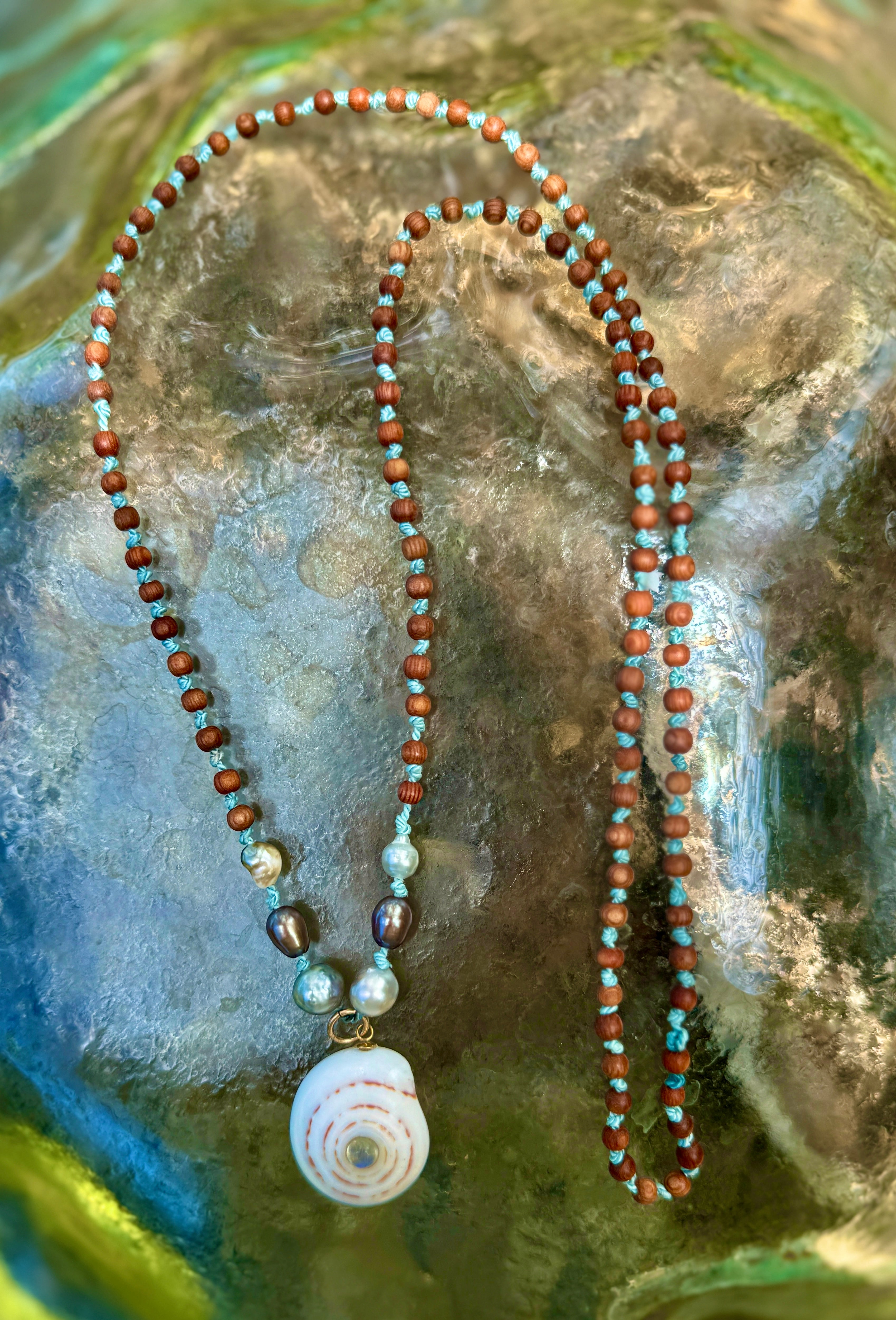 True Mālā with Moonstone Pu·ka /ˈpo͞okə