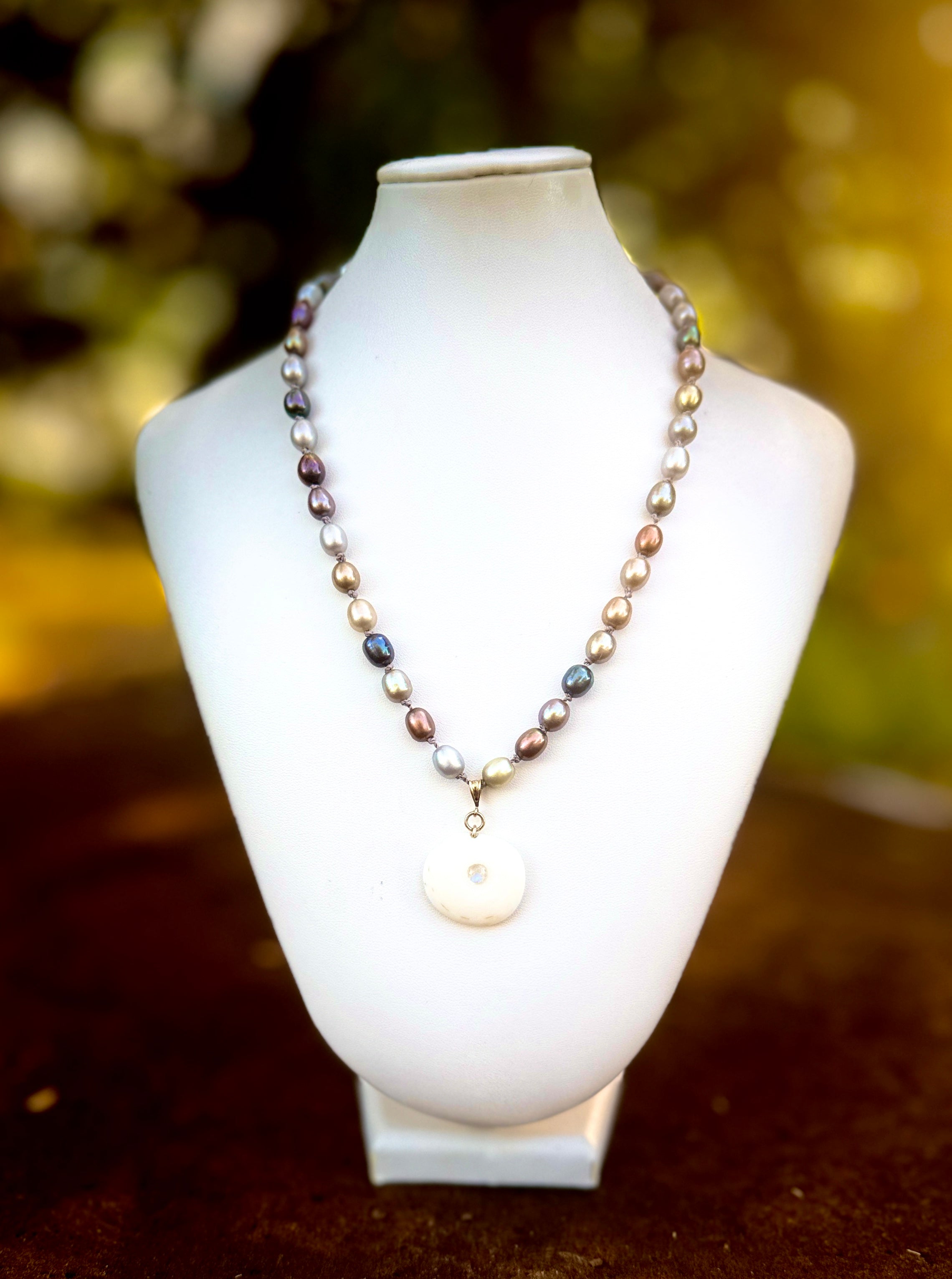 Moonstone and Pearls of Many Colors