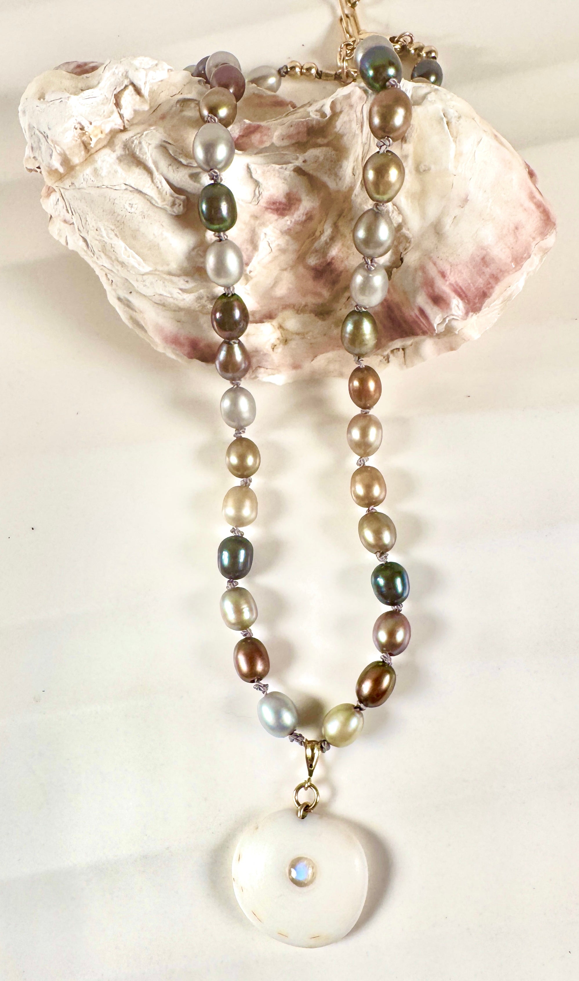 Moonstone and Pearls of Many Colors