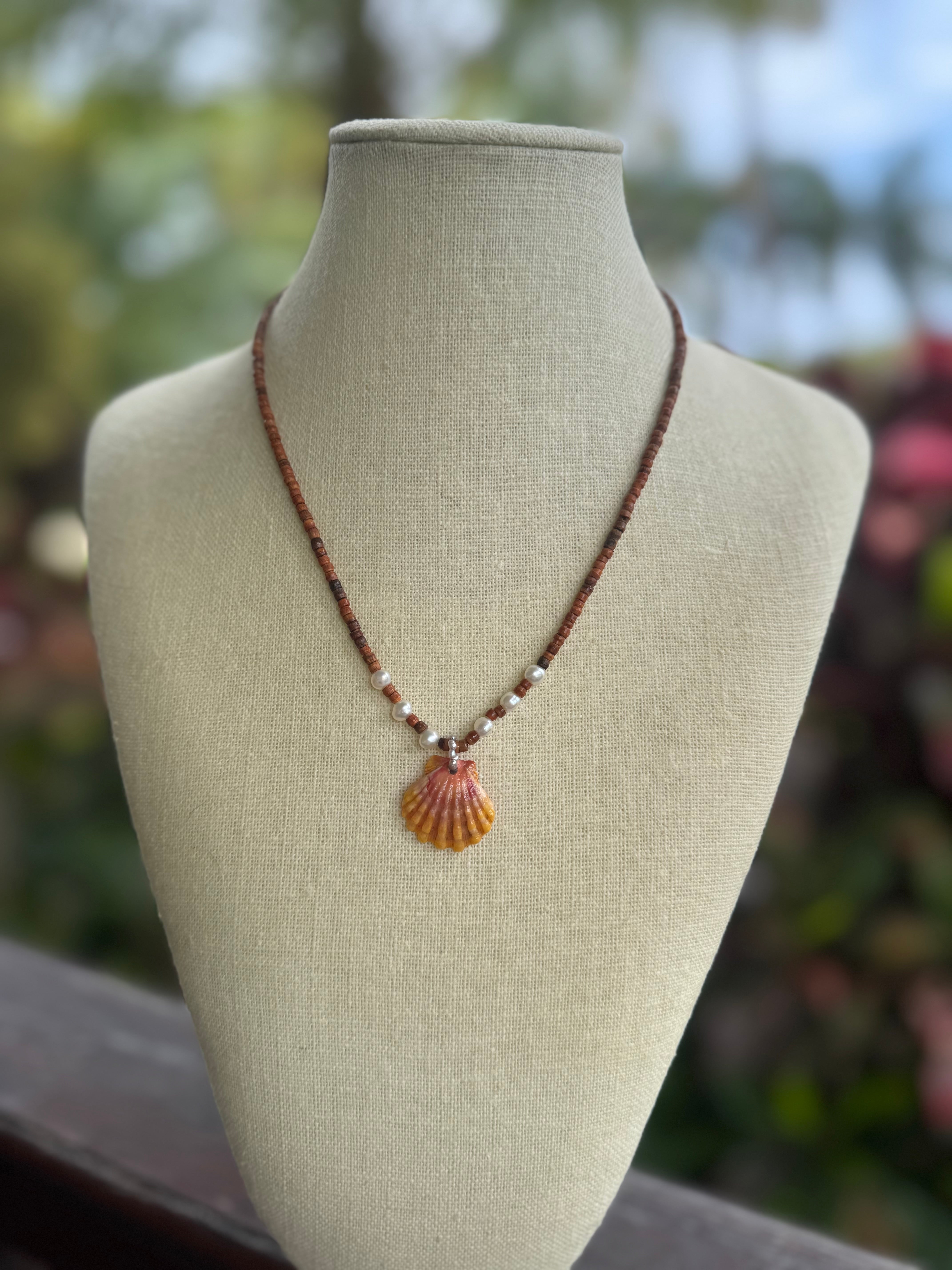 Sunrise on Brown Bone Beads and pearls