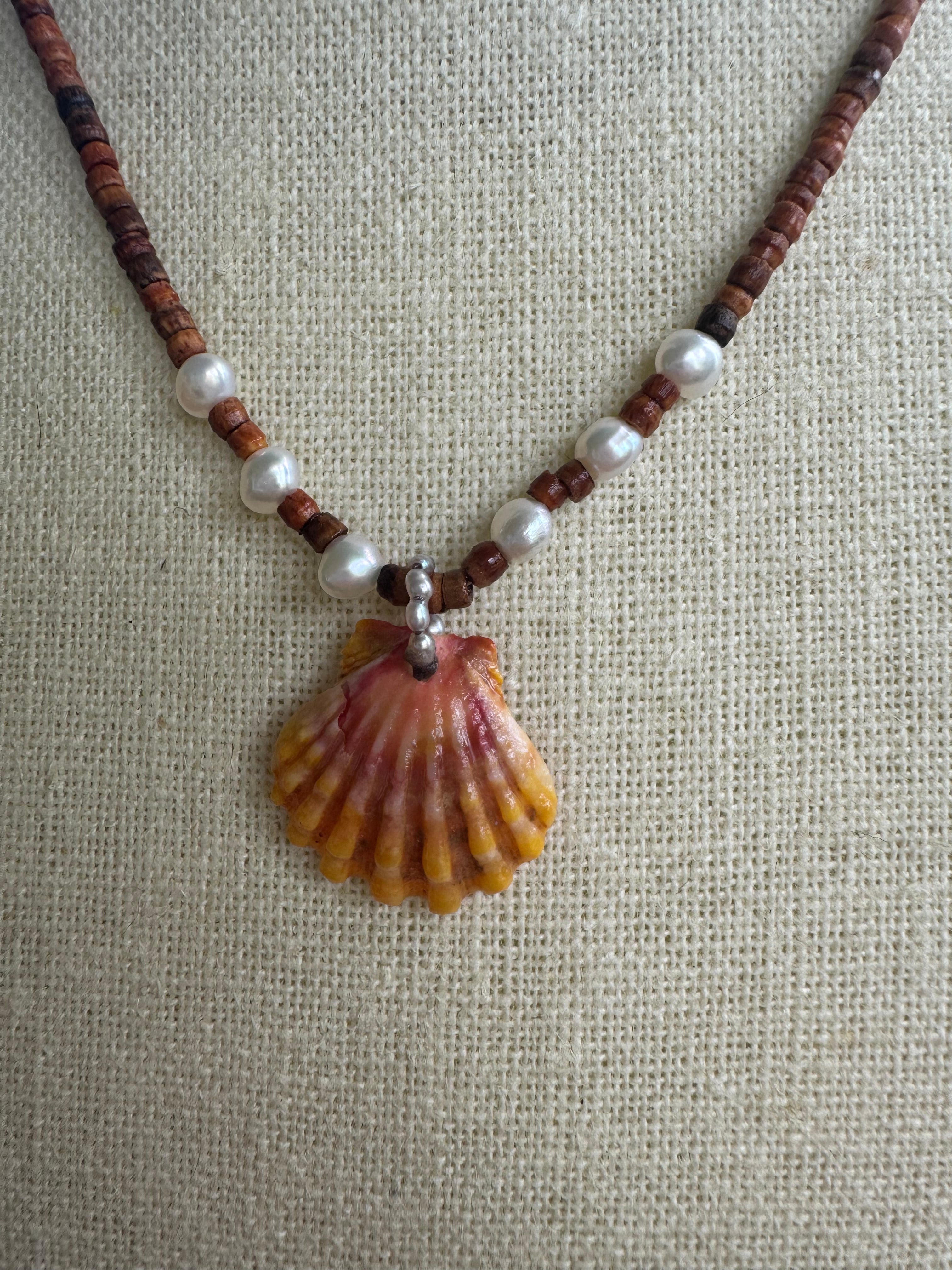 Sunrise on Brown Bone Beads and pearls