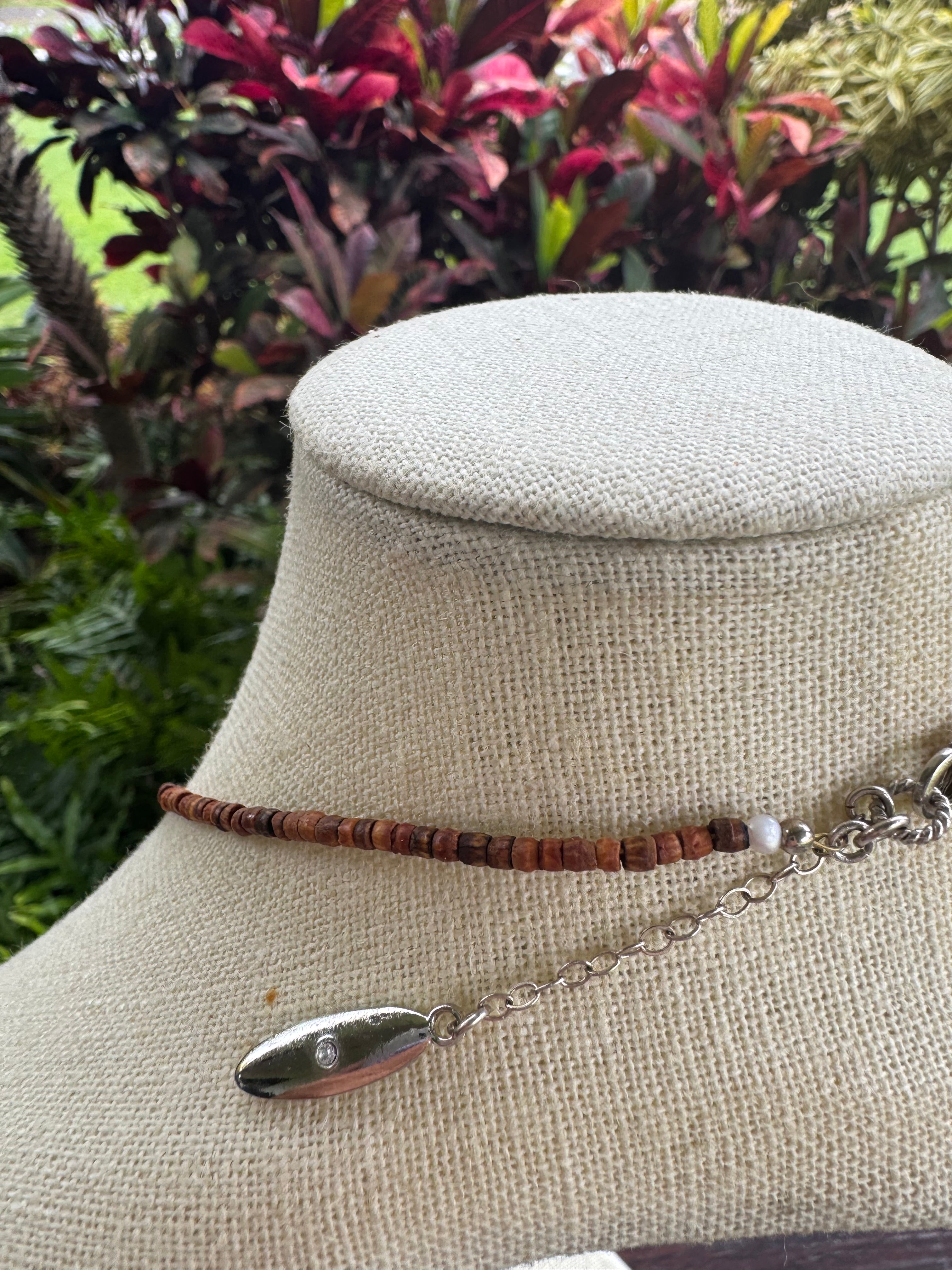 Sunrise on Brown Bone Beads and pearls