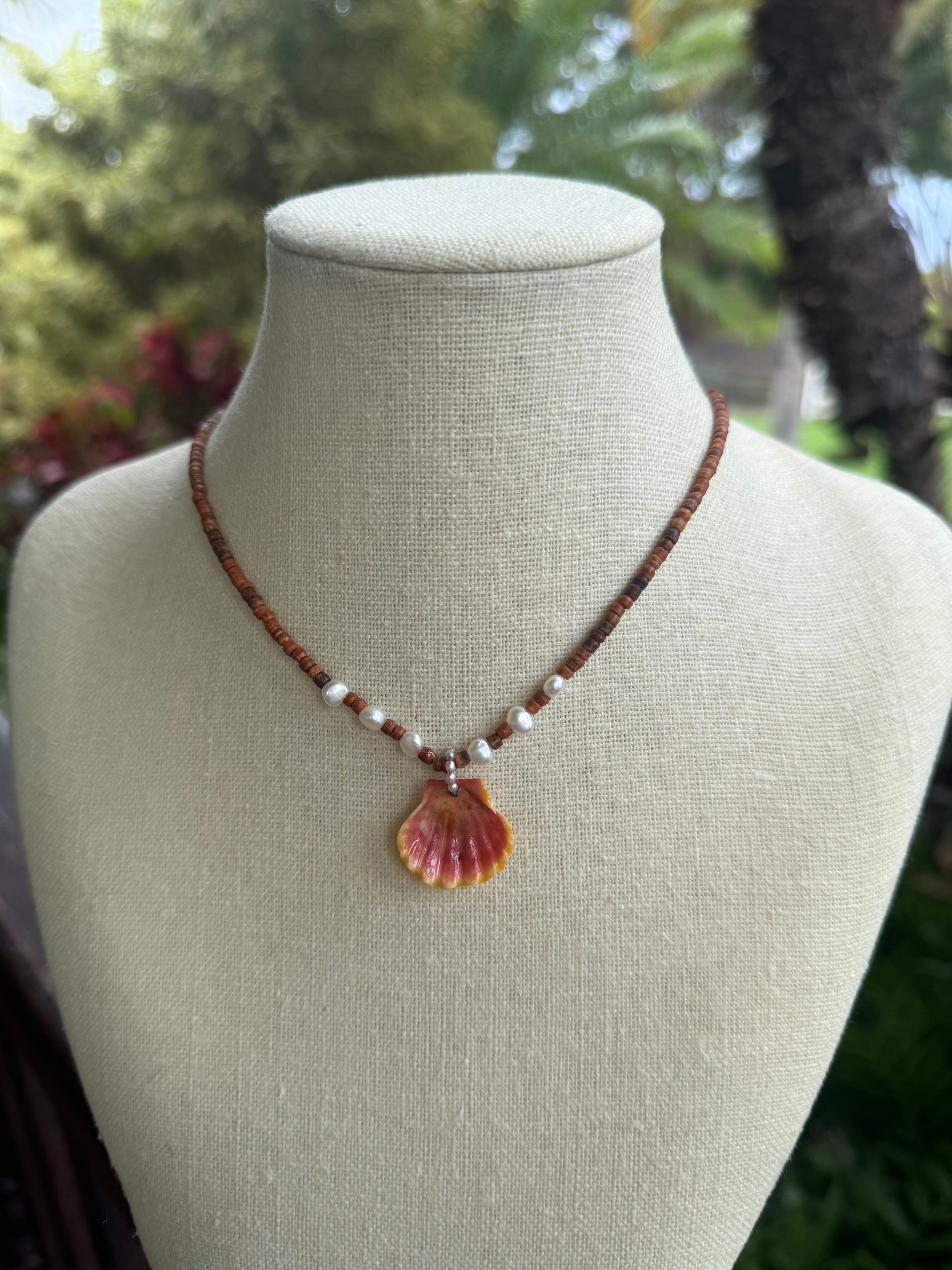 Sunrise on Brown Bone Beads and pearls