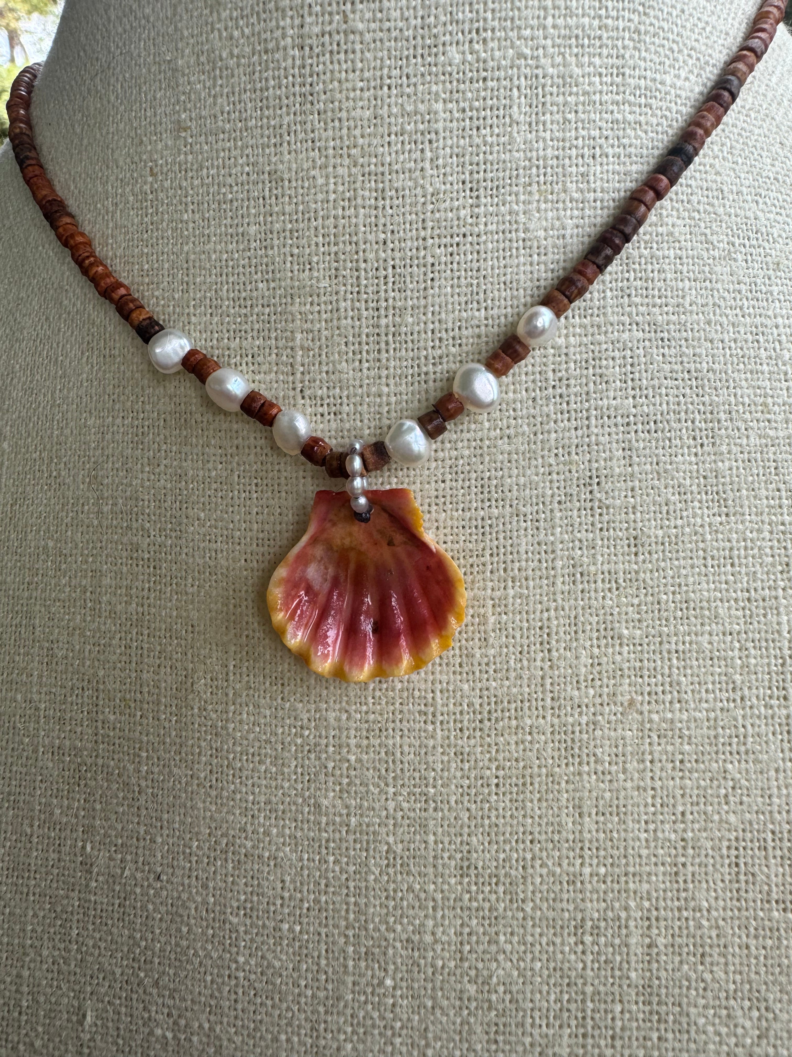 Sunrise on Brown Bone Beads and pearls