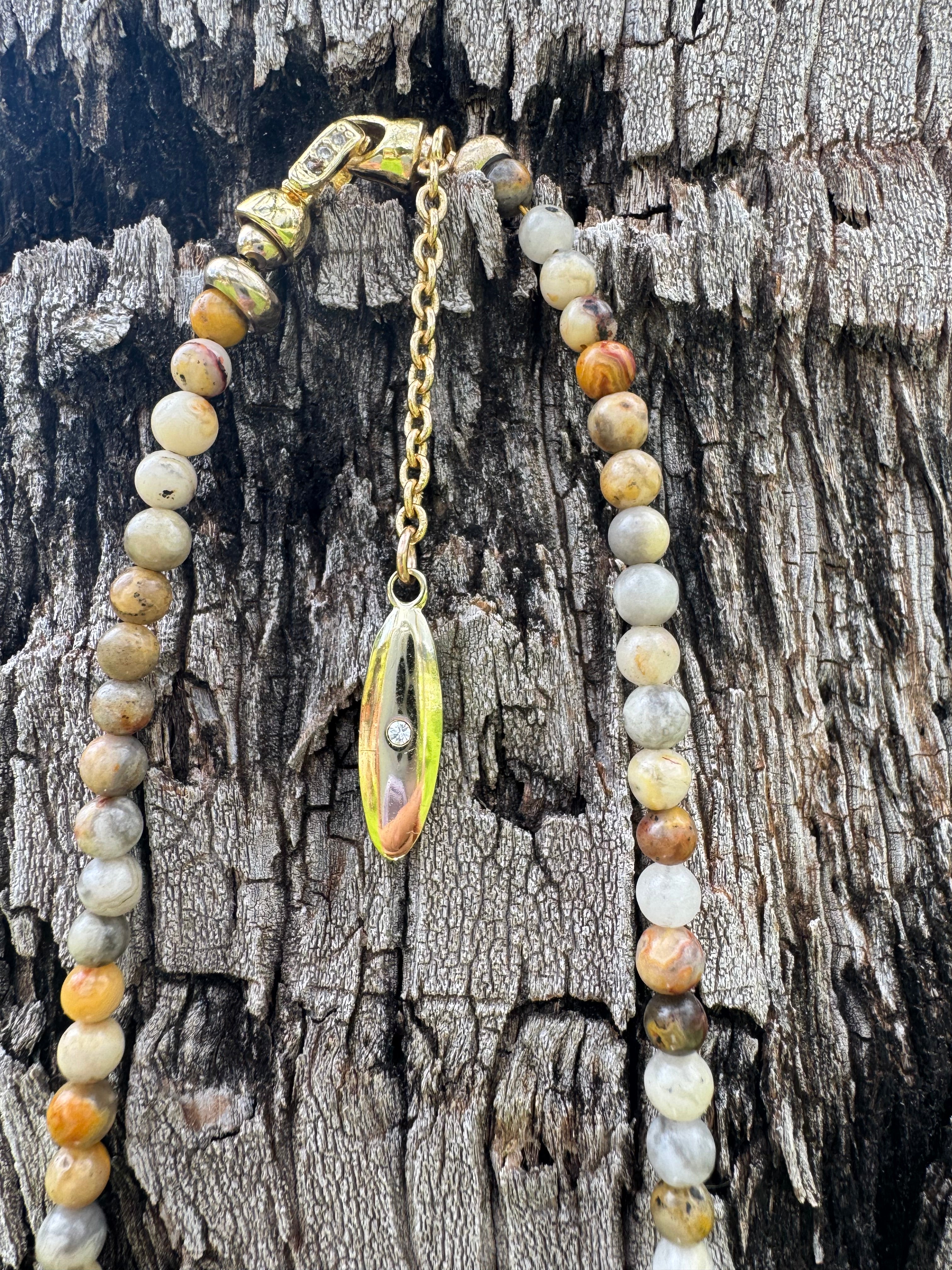 💙Original design Moonstone Pu·ka /ˈpo͞okə with Jasper stone beads and pearls
