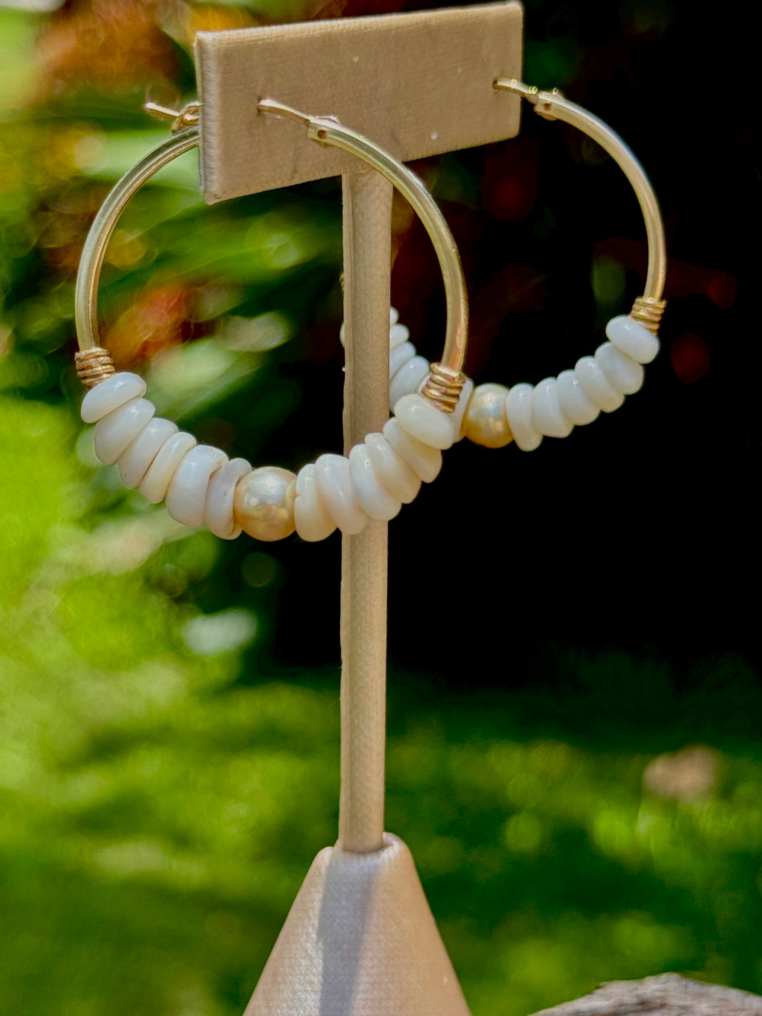 Pukas and Golden Pearl Earrings