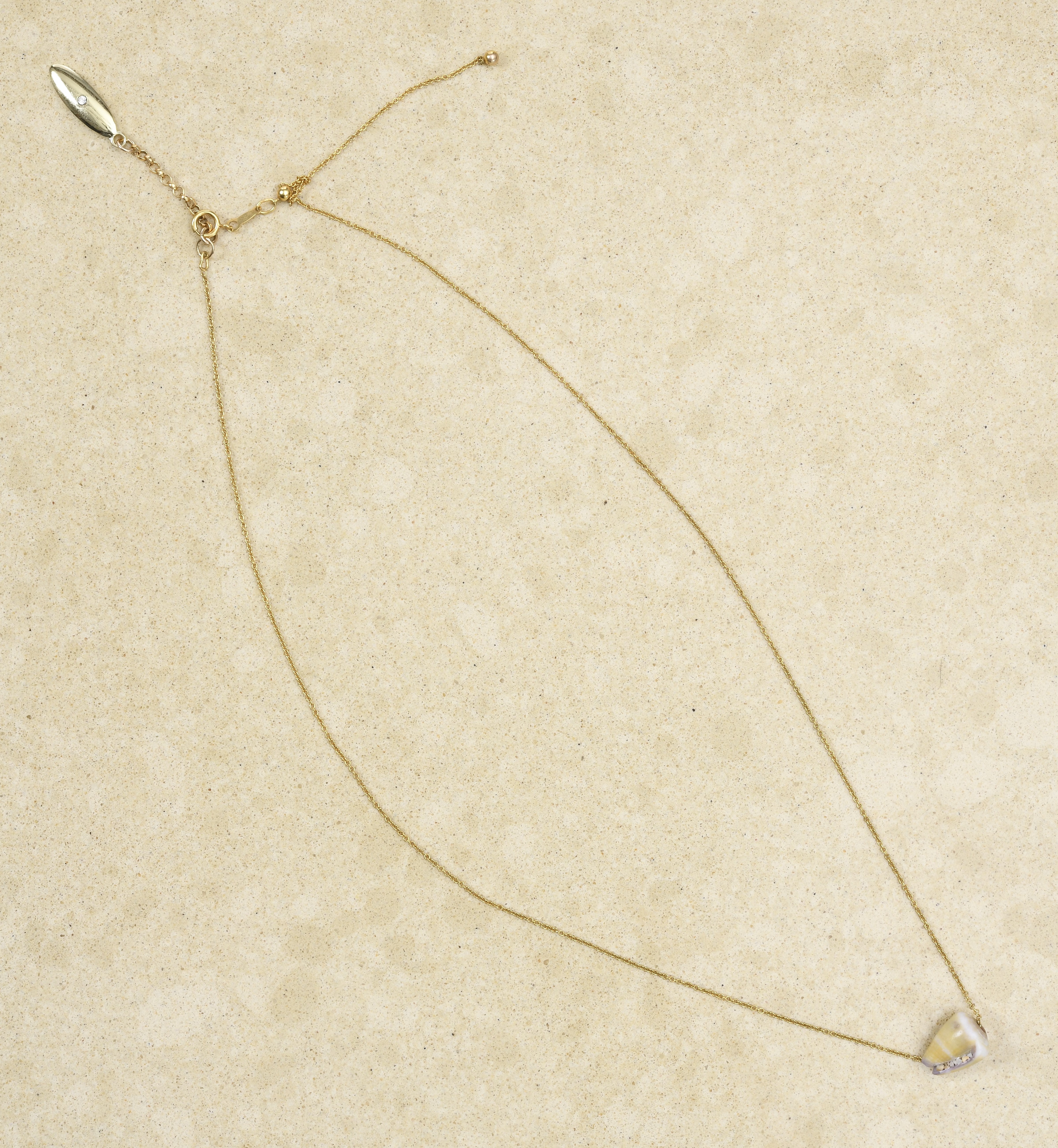 Single Green Cone Shell on delicate chain