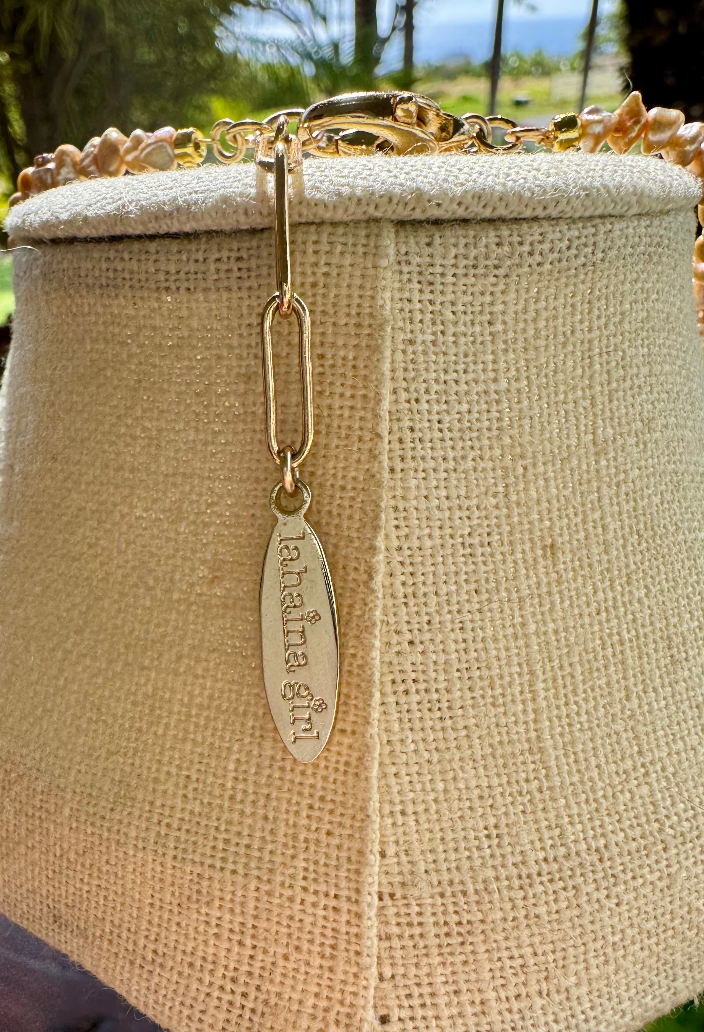 Hapa Cone shell lei with Taupe Pearls