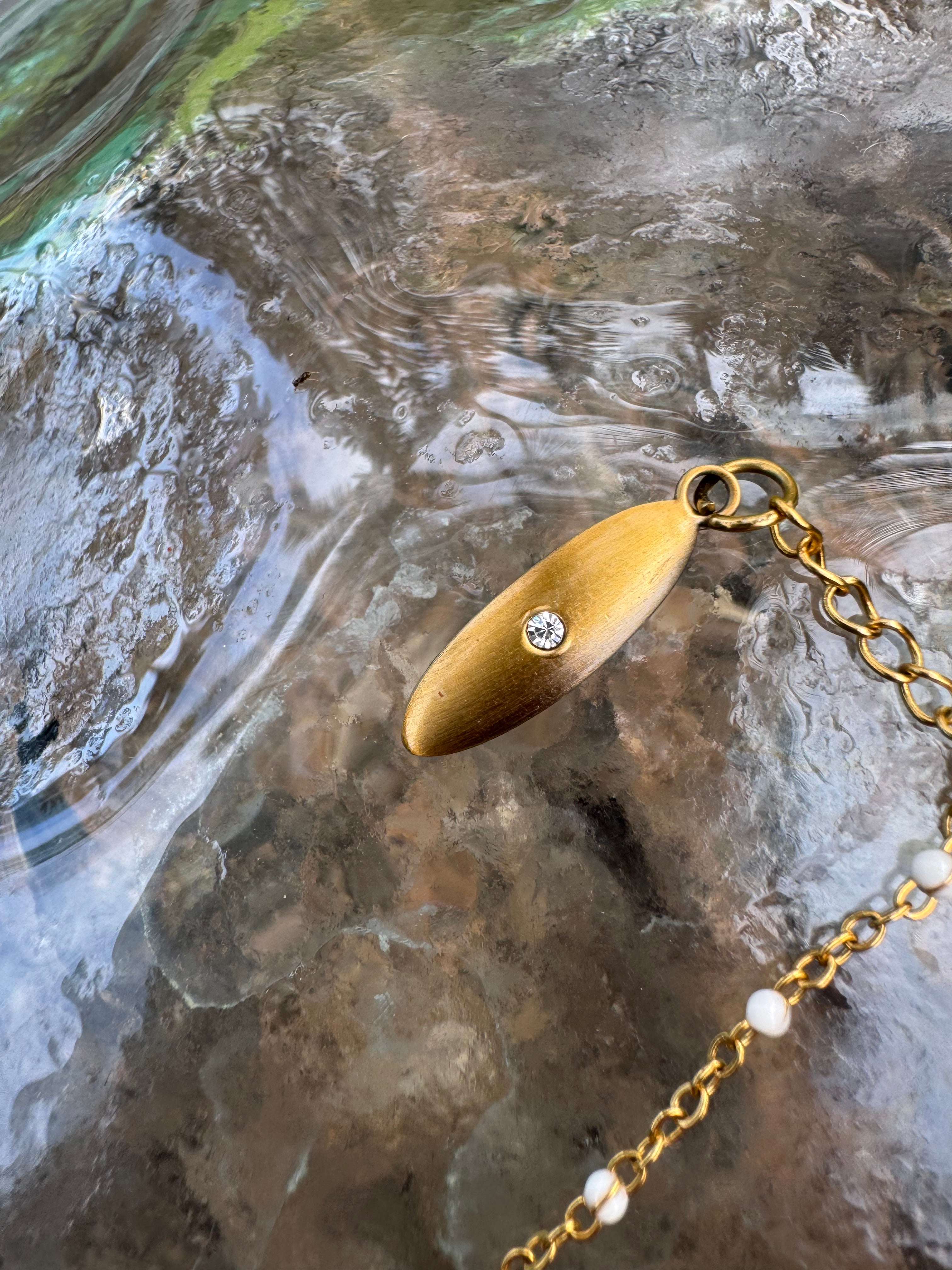 "3 Little Shells" Anklet featuring blue glass, baby purple cone shell and pink tinged cowry teeth